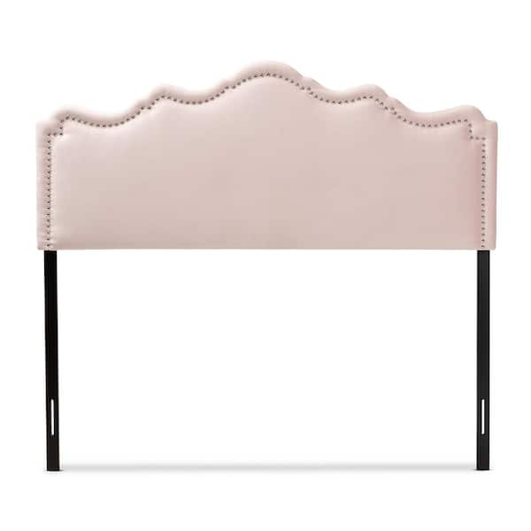 Baxton Studio Rita Modern and Contemporary Light Pink Velvet Fabric  Upholstered Headboard 