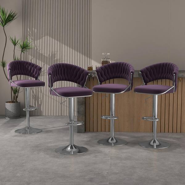 Uixe 43.15 in. Purple Low Back Silver Metal Frame Adjustable