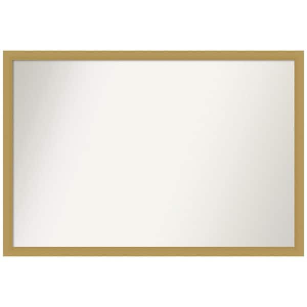 Amanti Art Grace Brushed Gold Narrow 38 in. W x 26 in. H Rectangle Non-Beveled Framed Wall Mirror in Gold