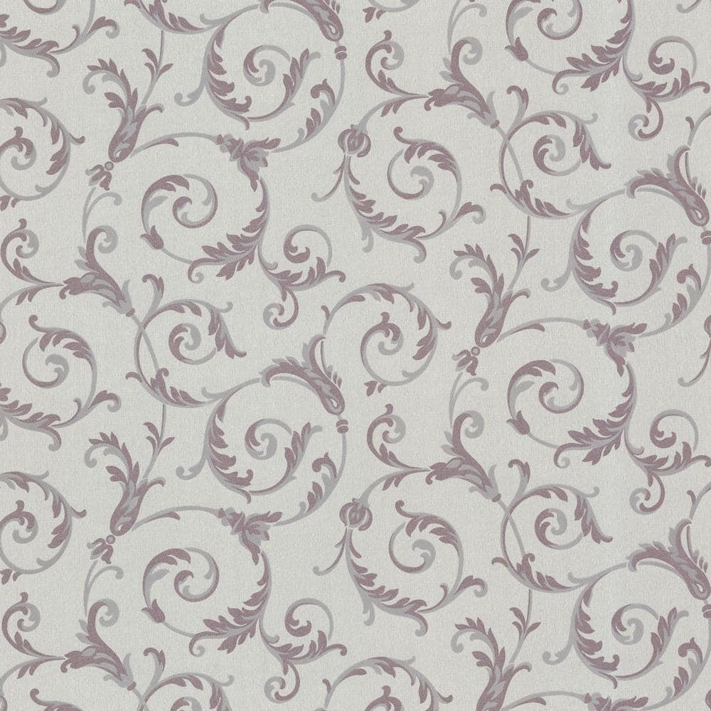 Beacon House Eros Purple Flowing Scroll Matte Non-pasted Vinyl Wallpaper -  FD68045