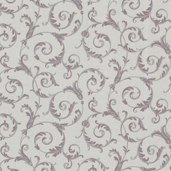 Beacon House Eros Purple Flowing Scroll Matte Non-pasted Vinyl Wallpaper