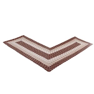Country Stripe Braid Collection Brown Stripe 24" x 68" x 68" L-Shape 100% Polypropylene Reversible Area Rug