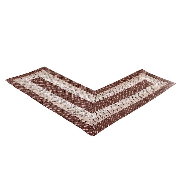 Country Stripe Braid Collection Brown Stripe 24" x 48" x 48" L-Shape 100% Polypropylene Reversible Area Rug