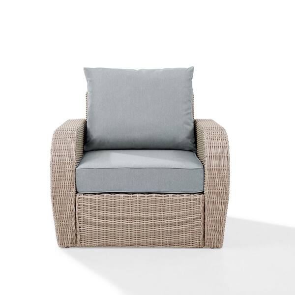 Crosley St Augustine Outdoor Wicker Patio Lounge Chair With Mist CushionKO70141WHMI The Home