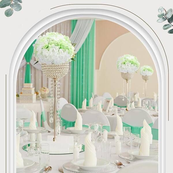 9.06 in. Green Outdoor Artificial Hydrangea Plastic Flower for