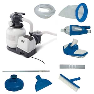 2100 GPH Above Ground Pool 60 sq. ft. Sand Filter Pump with Deluxe Pool Maintenance Kit