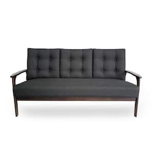 Duluth 65. 6 in. Black Solid Fabric 3-Seater Lawson Sofa