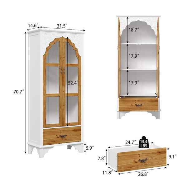 FUFU&GAGA White 31.5 in. Display Cabinet with China Cabinet