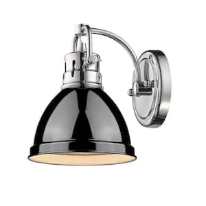 Duncan Chrome 1-Light Bath Light with Black Shade
