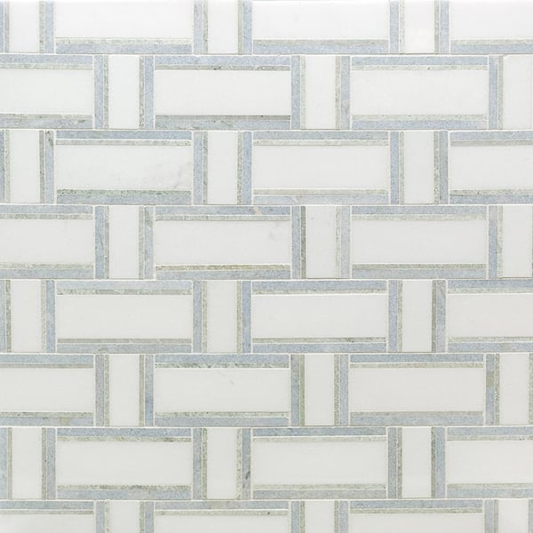 Ivy Hill Tile Mingle Ming Green Interlocking 12 7/8 in. x 12 3/4 in. Marble Mosaic Tile (1.14 sq. ft.)