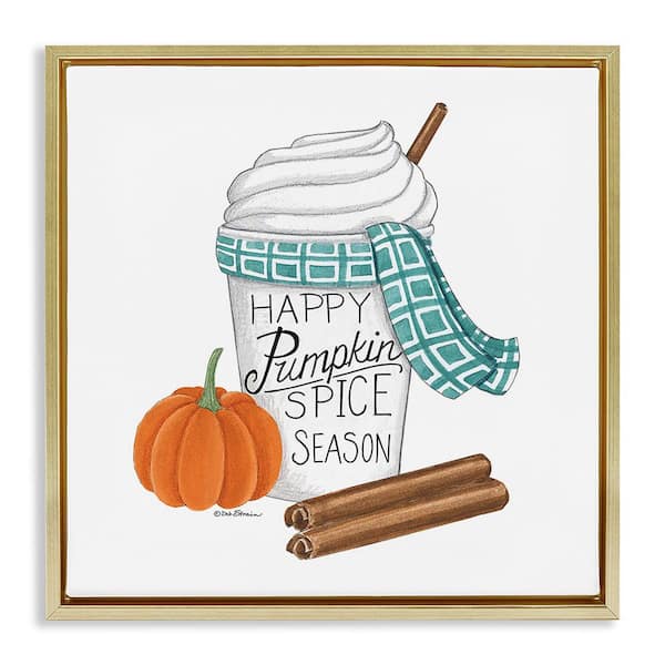 Stupell Industries Pumpkin Spice Season by Deb Strain 1 Piece Floater Frame Graphic Print Food Poster Art Print 18 in. x 18 in.