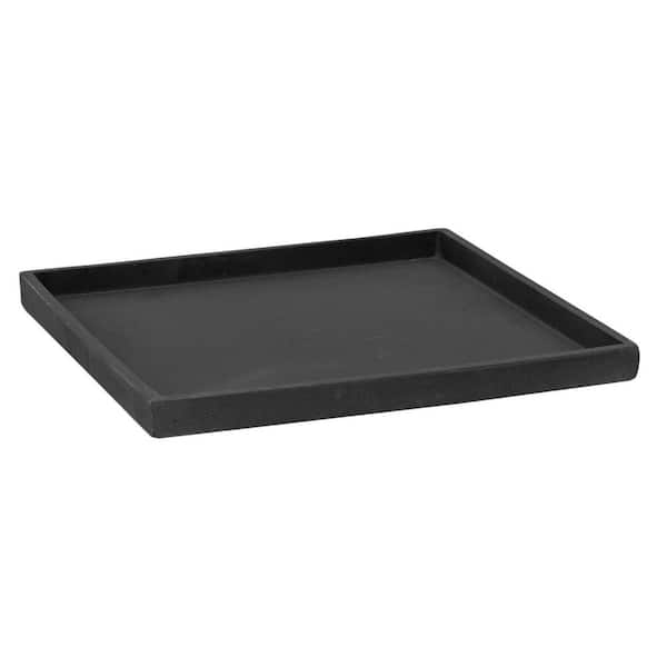 PotteryPots Block Medium 17.3 in. W Gray Fiberstone Indoor Outdoor Square Saucer for Planter
