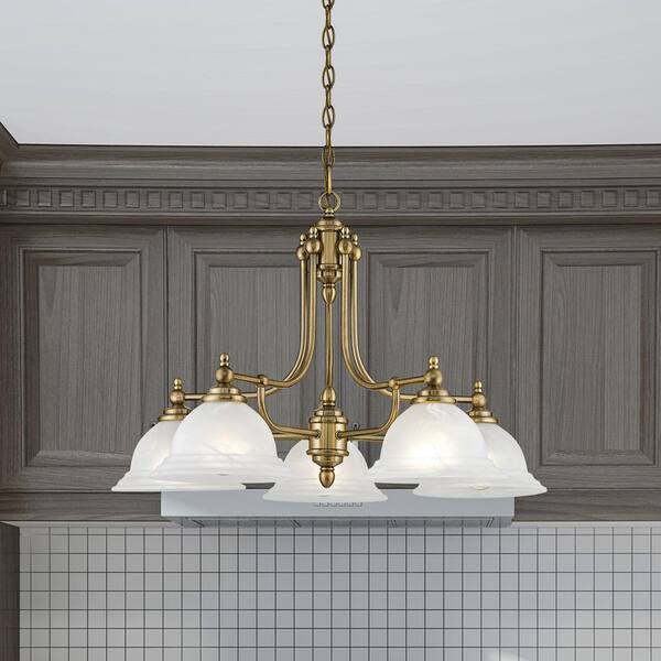 Livex Lighting North Port 5 Light Antique Brass Chandelier 4255-01