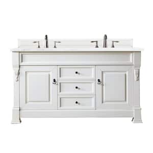 Brookfield 60 in. W x 23.5 in. D x 34.3 in. H Double Bath Vanity in Bright White with Solid Surcace Top in Arctic Fall