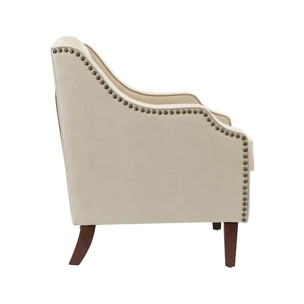 Bonita Transitional Vegan Leather Armchair With Removable Seat Cushion And  Nailhead Trims