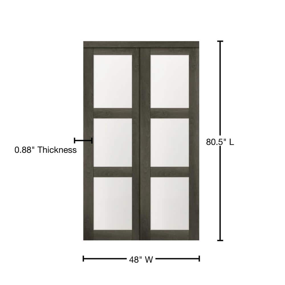White Solid Core Sliding Closet Doors with Glass Panels