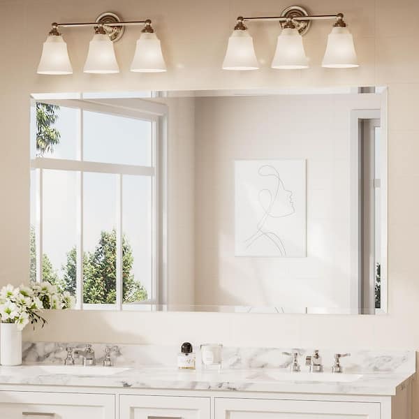 36 in. W x 60 in. H Rectangular Beveled Frameless Wall Mount Bathroom Vanity Mirror Decorative Wall Accent Mirror