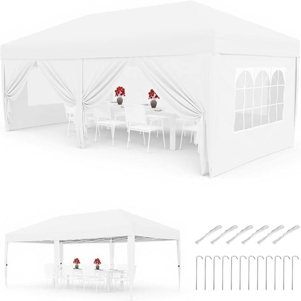 Heavy Duty 3x6m Pop Up Gazebo with 6 Removable Sidewalls,One-Touch Waterproof Party Tent,Carry Bag & Weight Bags,White price history on PriceWatchPro