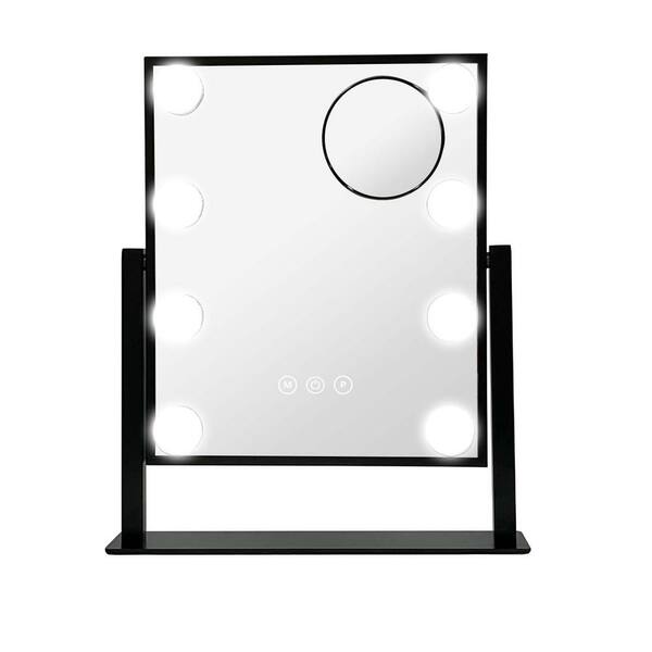 INSTER Cinema 9.8 in. W x 14.17 in. H Rectangular 3-Color LED Lighted Tabletop Bathroom Makeup Mirror in Black Metal Frame