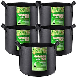 10 Gal. Heavy-Duty Nonwoven Fabric Plant Grow Bags with Handles (5-Pack)