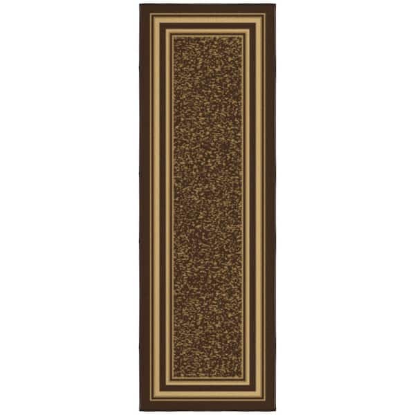Ottohome Collection Non-Slip Rubberback Bordered Design 2x5 Indoor Runner Rug, 1 ft. 8 in. x 4 ft. 11 in., Dark Brown