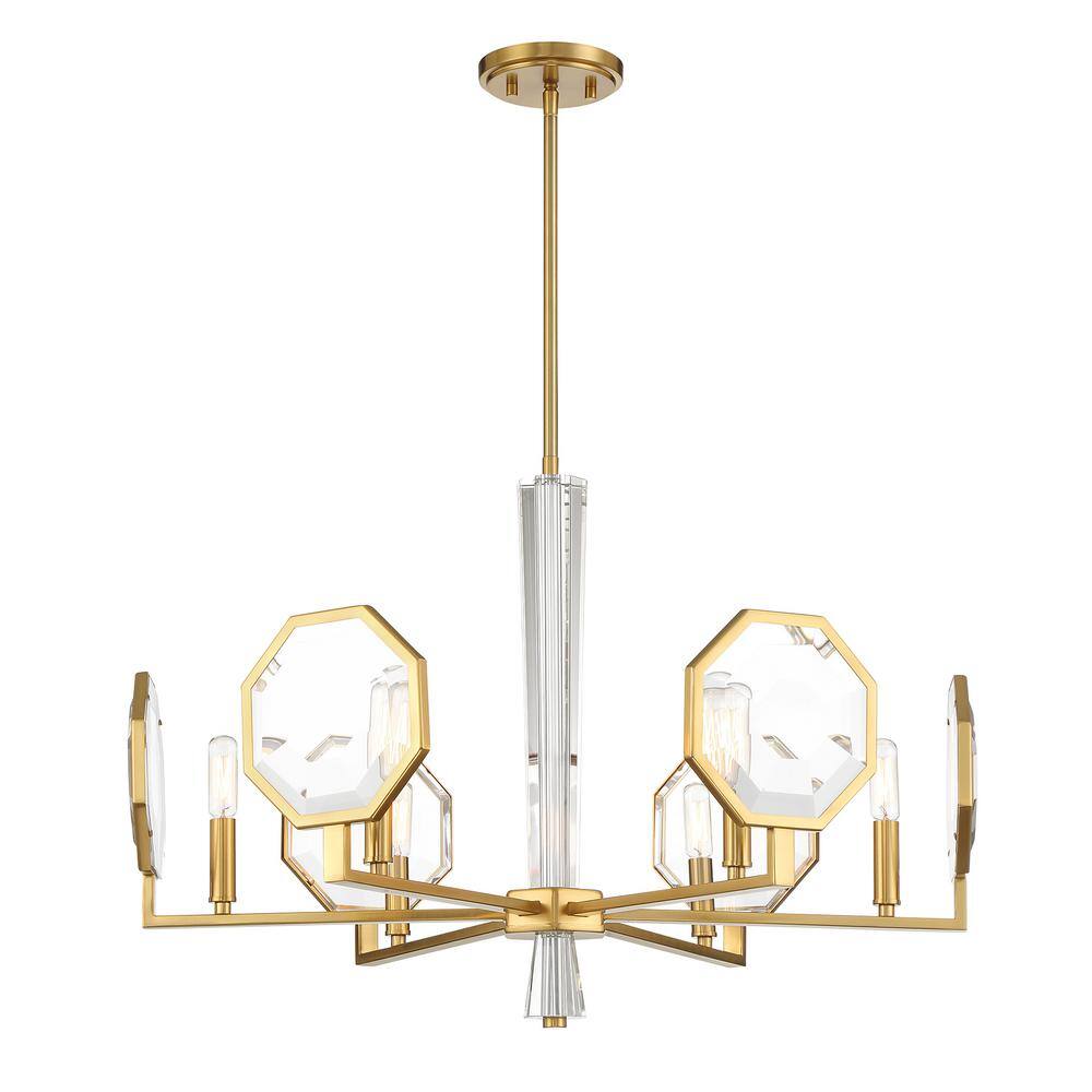 Leighton Warm Brass and Crystal 6-Light Chandelier
