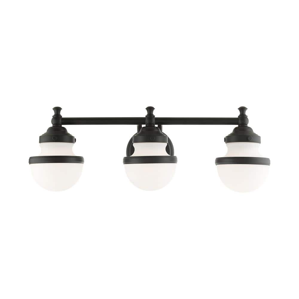 Oldwick Sleek 3-Light Vanity Sconce with Satin Opal White Glass