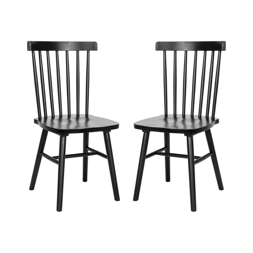 Taylor & Logan Ingrid Slat Back Dining Chair Black: Solid Wood, No Assembly Required