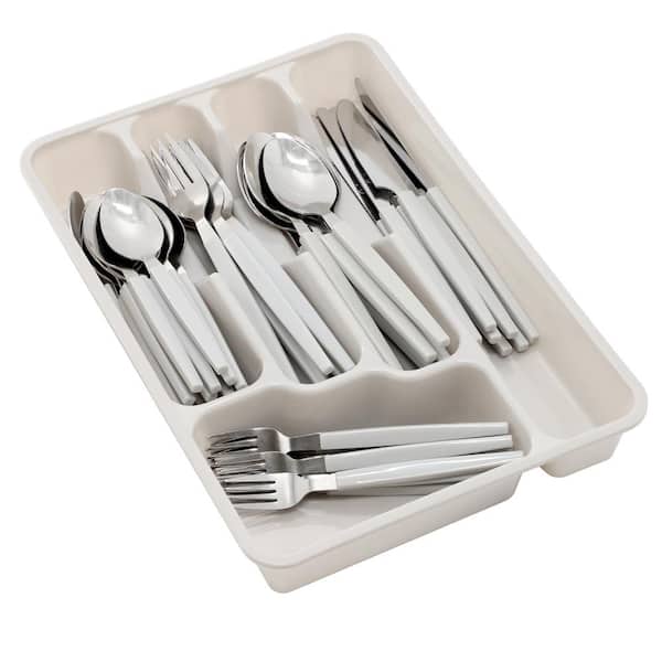 Edzelle 48 Piece Stainless Steel Flatware Set in Gray with Plastic Tray