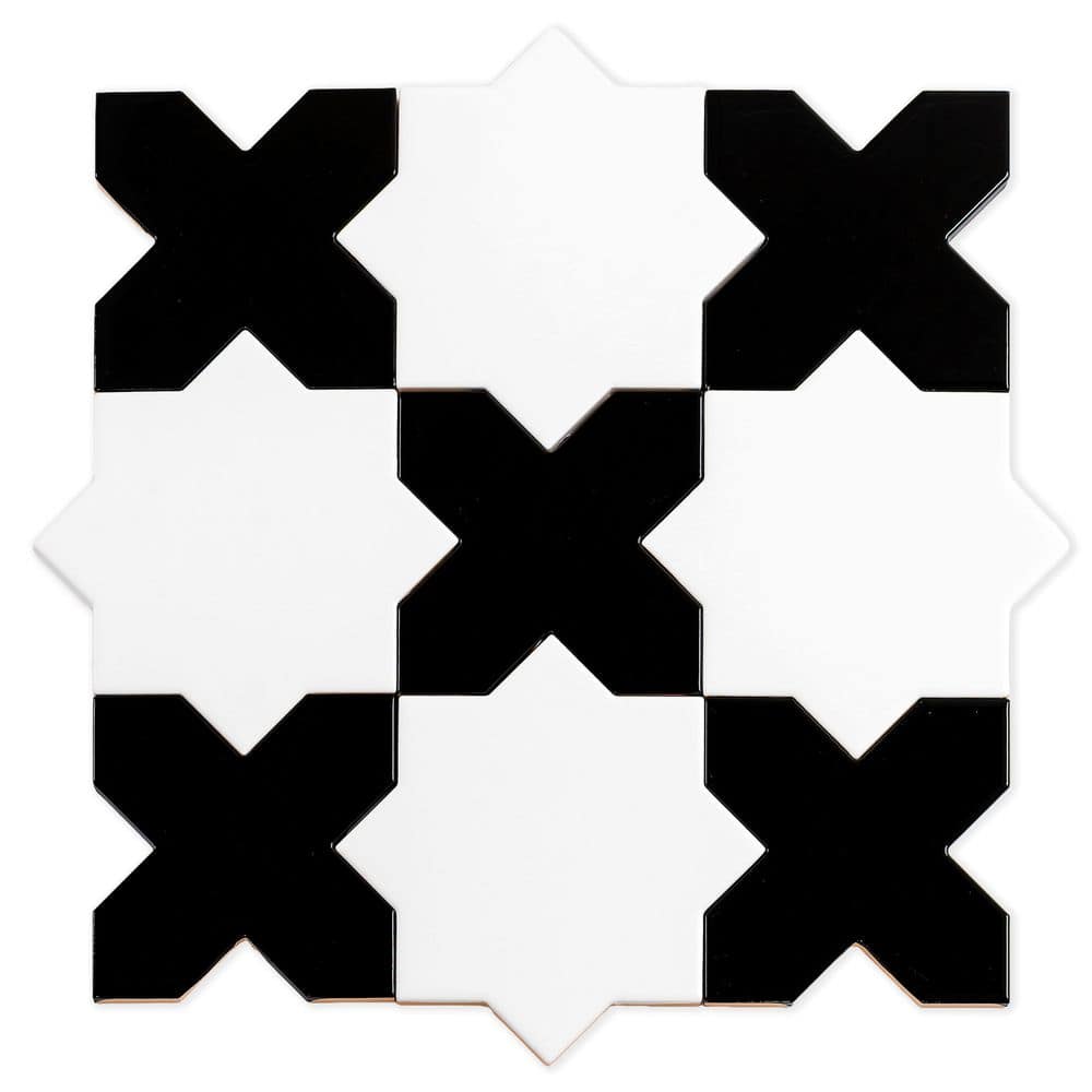 Siena 5.4 in. x 5.4 in. Pearl White Star with Black Cross Glossy Ceramic Wall Floor Tile (10.76 sq. ft./case, 54 Pack) price history on PriceWatchPro