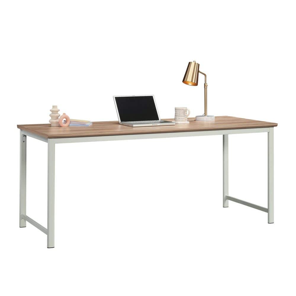 Bergen Circle Kiln Acacia 72" Melamine Office Desk with Metal Frame