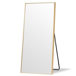 71 in. x 32 in. Classic Rectangle Large Full Length Metal Framed Gold Leaning Mirror