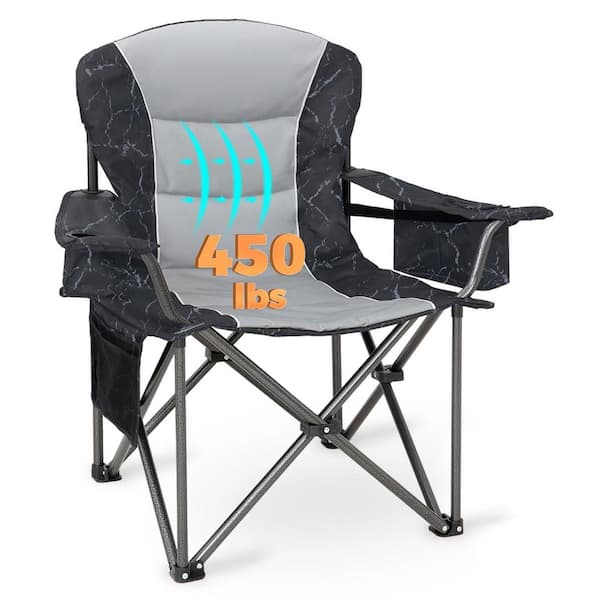 Oversized Camping Folding Chair, Heavy Duty 450  lbs. with Lumbar Support, Padded Seat (Lava Green)