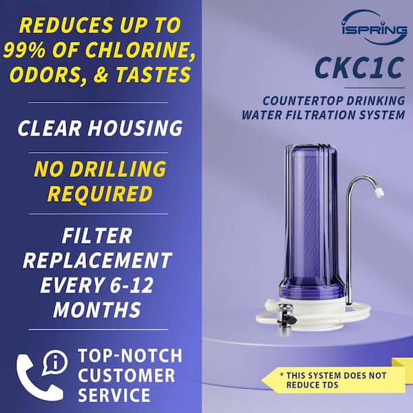 Countertop Drinking Water Filtration System, Clear Housing - Includes 2.5 in. x 10 in. Carbon Block Filter