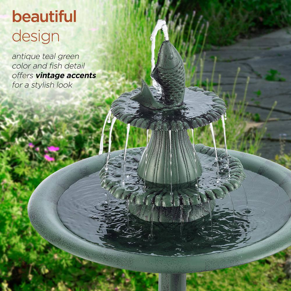 Green Plastic 3-Tier Pedestal Fountain Bird Bath