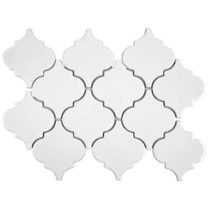 Whisper White Arabesque 11 in. x 15 in. Glossy Ceramic Mesh-Mounted Mosaic Tile (11.7 sq. ft. /case)