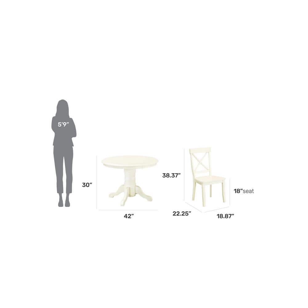 Warwick Off-White Round Wood Dining Table, 42"