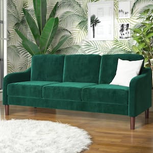 Embry 74 in. L x 31.5 in. W Green Velvet Upholstered 3-Seater Sofa