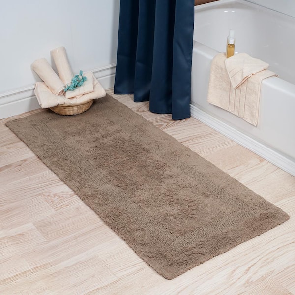 Lavish Home Taupe 2 ft. x 5 ft. Cotton Reversible Extra Long Bath Rug Runner  67-0019-T - The Home Depot