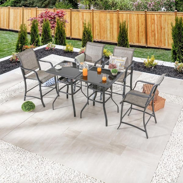 TOP HOME SPACE Grey 6-Piece Metal Outdoor Bistro Set
