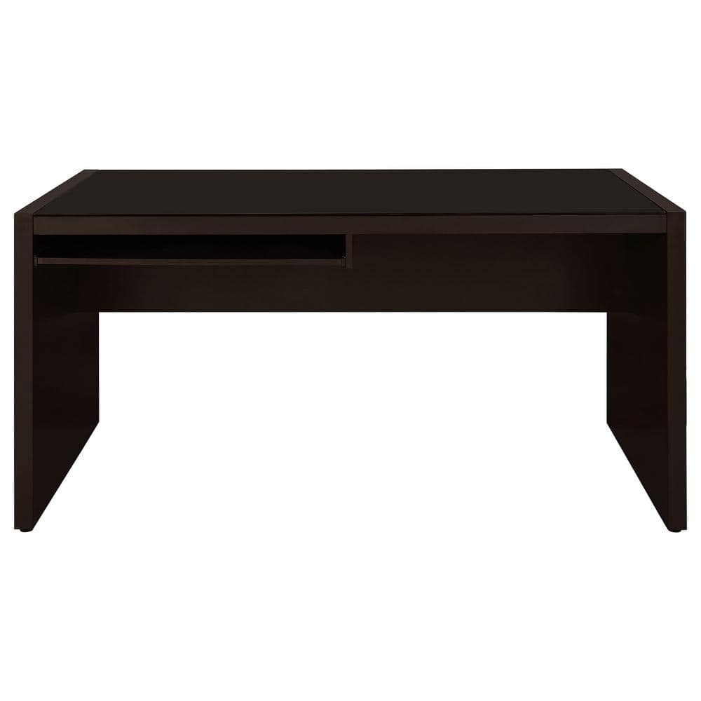 Black Wood Home Office Desk with Drawer and Keyboard Tray