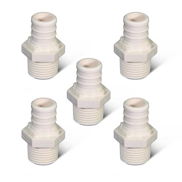 PLUMBFLEX 3/4 in. x 1/2 in. Plastic PEX Poly Alloy Adapter PEX x MPT Barb Pipe Fitting (5-Pack)