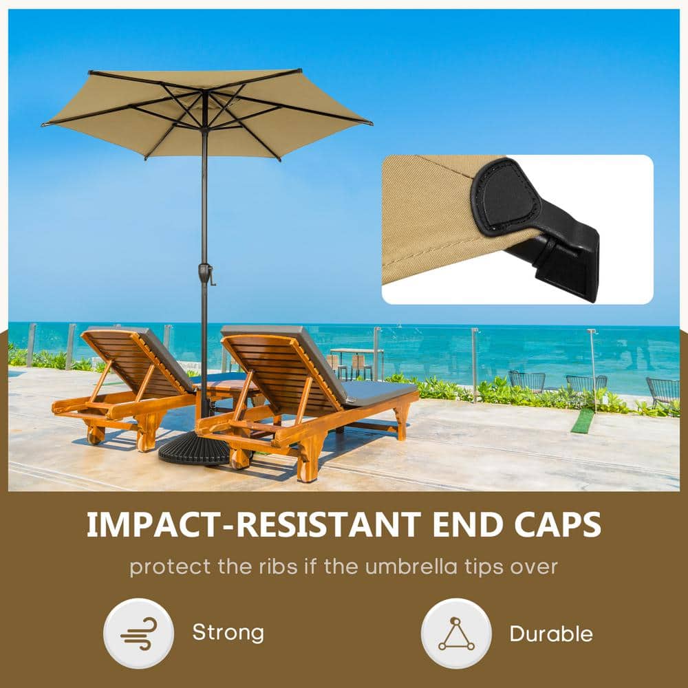 Lyon 7.5ft Brown Polyester Market Umbrella with Charcoal Steel Frame