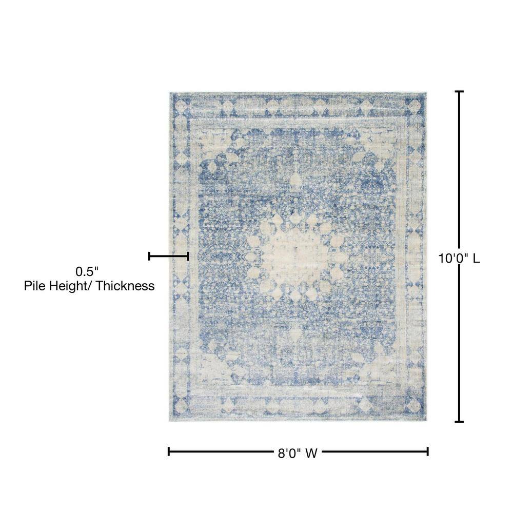Navy Blue Braided Synthetic 8' x 10' Easy Care Area Rug
