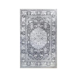 3 ft. x 5 ft. Charcoal Medallion Stain Resistant Area Rug