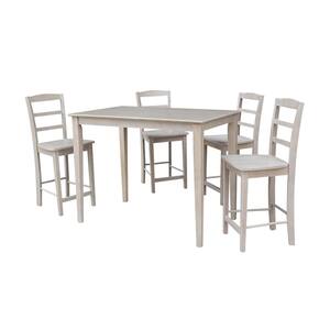 Mia 5-Piece 30 in. Weathered Taupe Rectangular Solid Wood Dining Set with Madrid Chairs