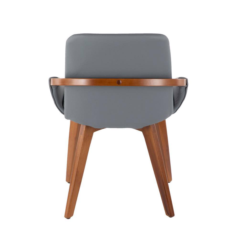 Cosmo Walnut Wood and Grey Faux Leather Arm Chair