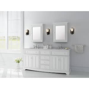 Fremont 72 in. W White Double Vanity with Gray Granite Vanity Top and undermount sinks