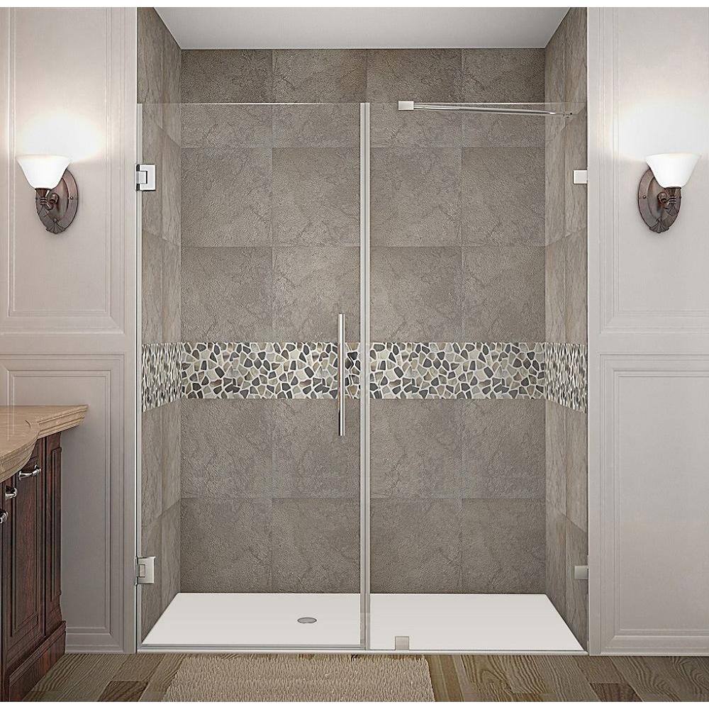 Nautis 62'' Wide x 72'' High Frameless Hinged Shower Door in Stainless Steel