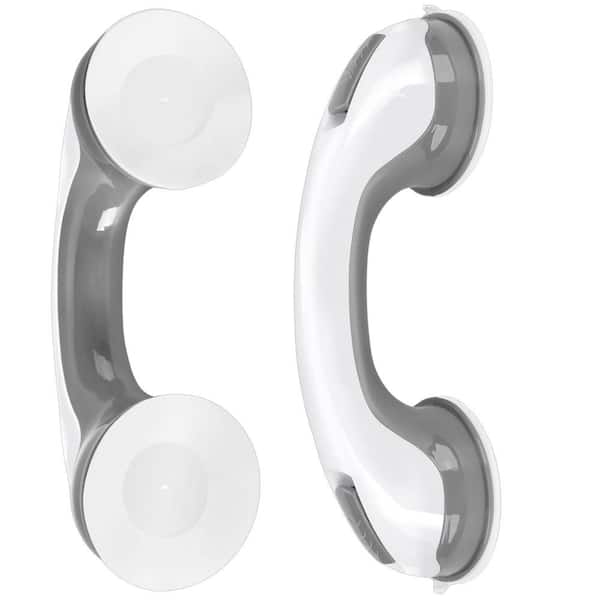 Shower Handle 2-Pack Grab Bars-12 in. Suction Cup Safety Rails for Bathtubs and Showers, Elderly Support, Gray